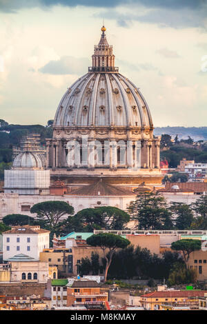 St. Peter's Basilica Dome from above the city after a storm Stock Photo