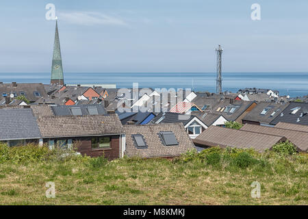 Aerial view roofs of village German island Helgoland Stock Photo