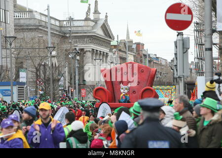 Bui Bolg Productions Wexford. Image from Dublin city centre during the Saint Patrick's Day parade as part of the annual Saint Patrick's Festival. Sain Stock Photo