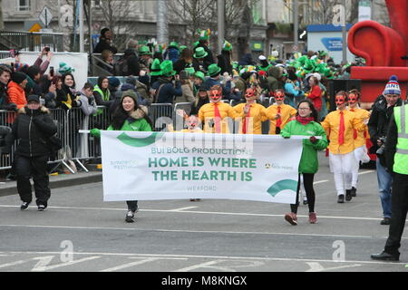 Bui Bolg Productions Wexford. Image from Dublin city centre during the Saint Patrick's Day parade as part of the annual Saint Patrick's Festival. Sain Stock Photo