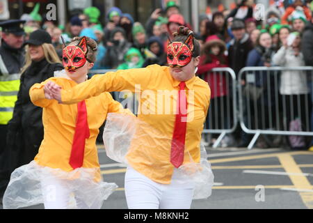 Bui Bolg Productions Wexford. Image from Dublin city centre during the Saint Patrick's Day parade as part of the annual Saint Patrick's Festival. Sain Stock Photo