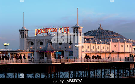 Brighton Pier, Brighton and Hove, UK, 2018.The Brighton Pier, also called the Palace Pier, is one of the most popular tourist destinations in England. Stock Photo