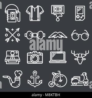 Vector line hipster icons set Stock Vector