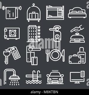 Outline web icon set - Hotel services Stock Vector