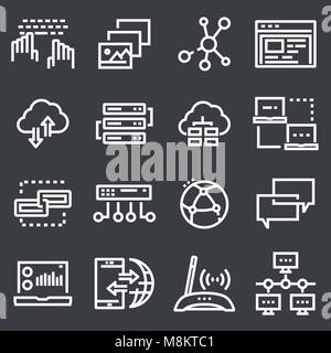 Simple network icons set Stock Vector