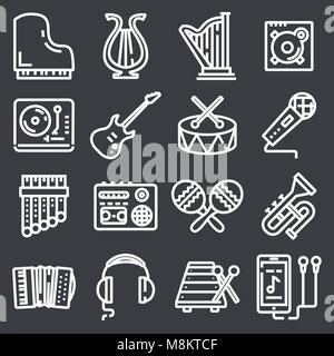 Simple Set of Music Related Vector Line Icons Stock Vector