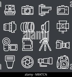 Vector line Photography icon set Stock Vector