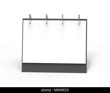 Blank desk calendar, 3d render calendar mockup with empty space for design uses Stock Photo