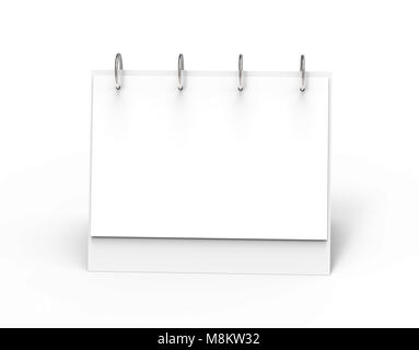 Blank desk calendar, 3d render calendar mockup with empty space for design uses Stock Photo