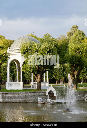 Pond with gazebo in Kadriorg park, Tallinn Stock Photo