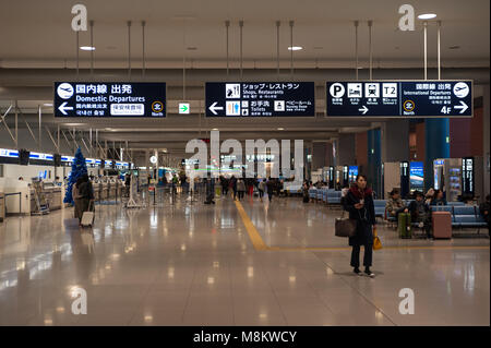 23.12.2017, Osaka, Japan, Asia - A view of the check-in area and departure hall at Kansai International Airport. Stock Photo