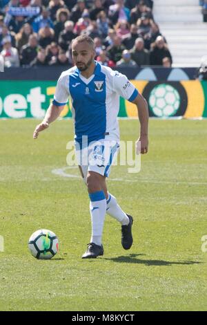SPAIN - March, 18th: C.D.Leganes El Zhar, during the match between C.D.Leganes and Sevilla F.C., for the matchday Season 29 of La Liga, played at Estadio Municipal de Butarque on 18th of March 2018 in Leganes (Madrid, Spain.  Cordon Press Credit: CORDON PRESS/Alamy Live News Stock Photo