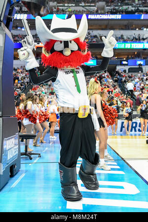 March 17, 2018: Texas Tech mascot Raider Red in the second round of the NCAA March Madness Men's Basketball game between the Texas Tech Red Raiders and the Florida Gators at the American Airlines Center in Dallas, TX Texas defeated Florida 69-66 Albert Pena/CSM Stock Photo