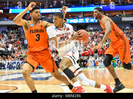 March 17, 2018: Texas Tech Red Raiders guard Jarrett Culver #23 in the second round of the NCAA March Madness Men's Basketball game between the Texas Tech Red Raiders and the Florida Gators at the American Airlines Center in Dallas, TX Texas defeated Florida 69-66 Albert Pena/CSM Stock Photo