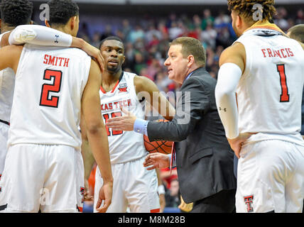 March 17, 2018: Texas Tech Red Raiders head coach Chris Beard in the second round of the NCAA March Madness Men's Basketball game between the Texas Tech Red Raiders and the Florida Gators at the American Airlines Center in Dallas, TX Texas defeated Florida 69-66 Albert Pena/CSM Stock Photo