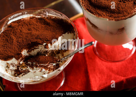 Close-up of Tiramisu in a glass Stock Photo