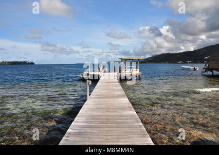 Over water bungalows in Rangiroa Stock Photo