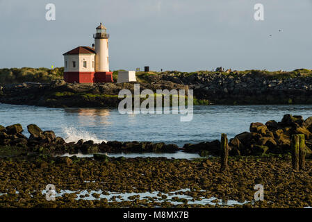 Coquille River Lighthouse in Bullard Beach State Park.  Bandon, Oregon Stock Photo