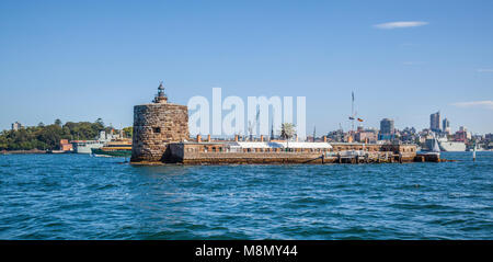 view of Fort Denison with its distinctive Martello Tower, Sydney Harbour National Park, New South Wales, Australia Stock Photo