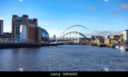 Dec 22, 2017 - View down the River Tyne from the Quayside, Newcastle upon Tyne, England. UK Stock Photo