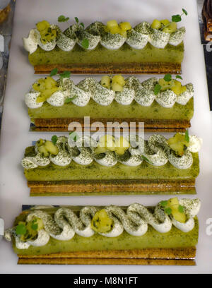 Paris, France - Jan 2, 2017: Pastries on display in a traditional French patisserie Stock Photo