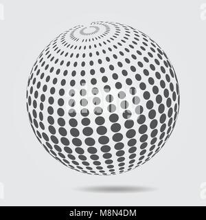 3D Sphere logo halftone pattern. Circle dotted design element isolated on white background. vector illustration Stock Vector
