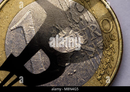 A closeup photo of one euro coin Stock Photo