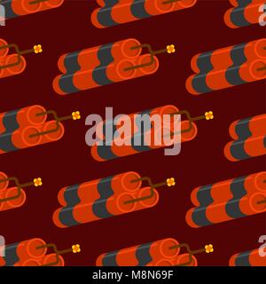 Dynamite seamless pattern. Explosive background. Vector texture Stock Vector