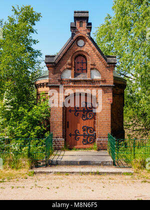 Hamburg, Germany - May 19, 2016: old control Gabin at area of Industrial museum Wasserkunst Kaltehofe, a former water treatment plant. Stock Photo