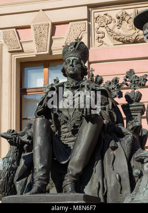 St. Petersburg, Russia, 16 March 2018, Russian Emperor Paul I monument Stock Photo