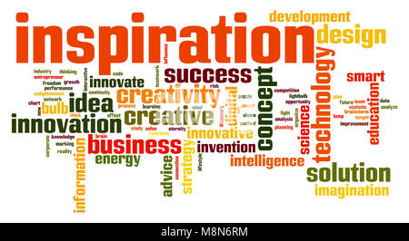 Inspiration word cloud concept on white background, 3d rendering. Stock Photo