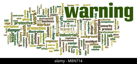 Warning word cloud. Creative illustration of idea word lettering typography . 3D rendering. Stock Photo