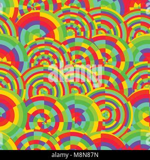 abstract vector rainbow colored circles seamless pattern Stock Vector