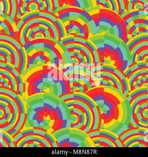 abstract vector rainbow colored circles seamless pattern Stock Vector