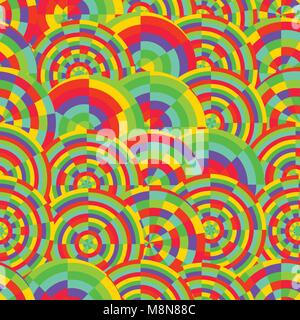 abstract vector rainbow colored circles seamless pattern Stock Vector