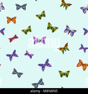 abstract vector colorful doodle butterflies seamless pattern Stock Vector