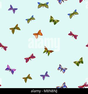 abstract vector colorful doodle butterflies seamless pattern Stock Vector
