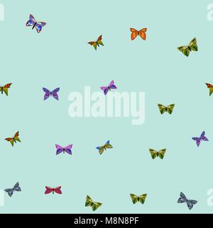 abstract vector colorful doodle butterflies seamless pattern Stock Vector