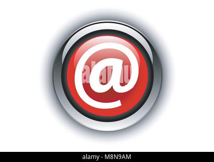 vector design of metallic button glass texture mail address Stock Vector