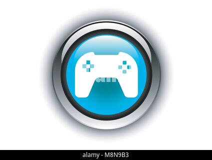 vector design of metallic button glass texture joystick Stock Vector