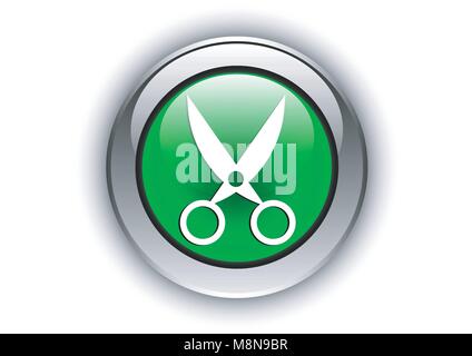 vector design of metallic button glass texture scissor Stock Vector
