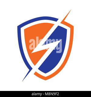 Electric Power Shield Modern Shield Vector Symbol Graphic Logo Design Stock Vector