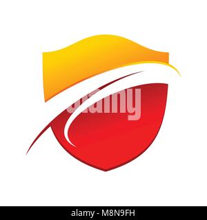 Flaming Wave Guard Modern Shield Vector Symbol Graphic Logo Design Stock Vector