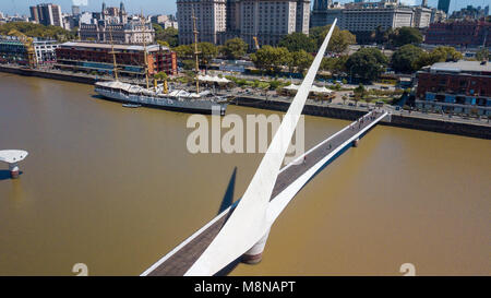 ARA Presidente Sarmiento, Puente de la Mujer and Puerto Modero, Buenos Aires, Argentina Stock Photo