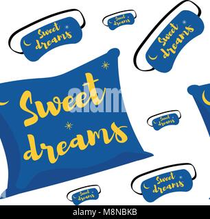 Doodle seamless pattern of images about sweet dreams Stock Vector