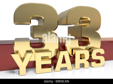 Golden digit thirty three and the word of the year. 3D illustration Stock Photo
