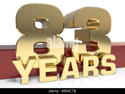 Golden digit eighty three and the word of the year. 3D illustration Stock Photo
