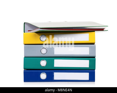 Bright office folders isolated on white background Stock Photo