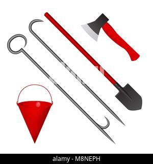 Set of fire tools red Stock Vector
