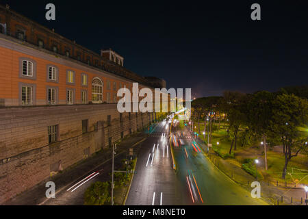 Naples (Italy) - Landscape of via Acton, in the centre of the city. On the left side the Royal Palace. Stock Photo
